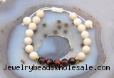 CGB6630 8mm round white fossil jasper & red tiger eye adjustable bracelets