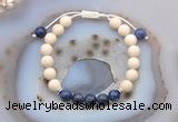 CGB6639 8mm round white fossil jasper & sodalite adjustable bracelets