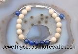 CGB6640 8mm round white fossil jasper & lapis lazuli adjustable bracelets