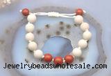 CGB6657 10mm round white fossil jasper & red jasper adjustable bracelets