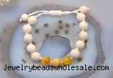 CGB6667 10mm round white fossil jasper & yellow banded agate adjustable bracelets