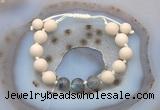 CGB6673 10mm round white fossil jasper & labradorite adjustable bracelets