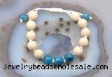 CGB6675 10mm round white fossil jasper & apatite adjustable bracelets