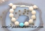 CGB6703 12mm round white fossil jasper & blue howlite adjustable bracelets