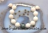 CGB6726 12mm round white fossil jasper & African turquoise adjustable bracelets