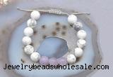 CGB6740 10mm round white howlite & lavender amethyst adjustable bracelets