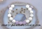 CGB6744 10mm round white howlite & lavender amethyst adjustable bracelets