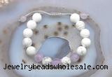 CGB6745 10mm round white howlite & lavender amethyst adjustable bracelets