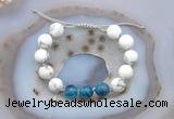 CGB6747 Hand-knotted 10mm round white howlite & apatite adjustable bracelets