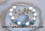 CGB6748 Hand-knotted 10mm round white howlite & apatite adjustable bracelets