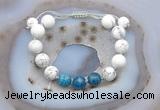 CGB6749 Hand-knotted 10mm round white howlite & apatite adjustable bracelets