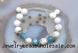 CGB6750 Hand-knotted 10mm round white howlite & apatite adjustable bracelets