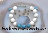 CGB6751 Hand-knotted 10mm round white howlite & apatite adjustable bracelets