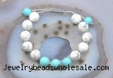 CGB6754 10mm round white howlite & blue howlite adjustable bracelets