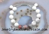 CGB6756 10mm round white howlite & botswana agate adjustable bracelets