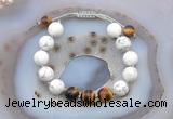 CGB6757 10mm round white howlite & yellow tiger eye adjustable bracelets