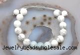 CGB6762 10mm round white howlite & aquamarine adjustable bracelets