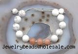 CGB6763 10mm round white howlite & moonstone adjustable bracelets