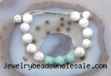 CGB6766 10mm round white howlite & amazonite adjustable bracelets