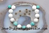 CGB6767 10mm round white howlite & amazonite adjustable bracelets