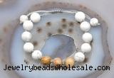 CGB6772 10mm round white howlite & yellow crazy agate adjustable bracelets