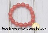 CGB6802 10mm, 12mm cherry quartz beaded bracelet with alloy pendant