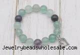 CGB6805 10mm, 12mm fluorite beaded bracelet with alloy pendant