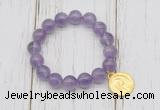 CGB6807 10mm, 12mm light amethyst beaded bracelet with alloy pendant