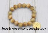 CGB6823 10mm, 12mm golden tiger eye beaded bracelet with alloy pendant