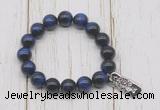 CGB6827 10mm, 12mm blue tiger eye beaded bracelet with alloy pendant