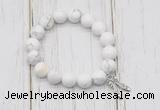 CGB6839 10mm, 12mm white howlite beaded bracelet with alloy pendant