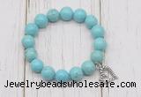 CGB6841 10mm, 12mm blue howlite turquoise beaded bracelet with alloy pendant