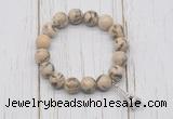 CGB6842 10mm, 12mm feldspar beaded bracelet with alloy pendant