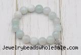 CGB6849 10mm, 12mm sea blue banded agate beaded bracelet with alloy pendant