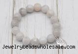 CGB6858 10mm, 12mm white crazy lace agate beaded bracelet with alloy pendant