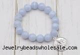 CGB6867 10mm, 12mm blue lace agate beaded bracelet with alloy pendant