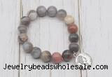 CGB6868 10mm, 12mm botswana agate beaded bracelet with alloy pendant