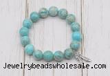 CGB6870 10mm, 12mm sea sediment jasper beaded bracelet with alloy pendant