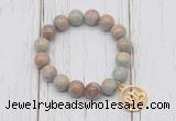 CGB6871 10mm, 12mm serpentine jasper beaded bracelet with alloy pendant