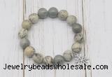 CGB6877 10mm, 12mm greeting pine jasper beaded bracelet with alloy pendant