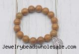 CGB6880 10mm, 12mm wooden jasper beaded bracelet with alloy pendant