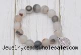 CGB6892 10mm, 12mm matte montana agate beaded bracelet with alloy pendant