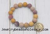 CGB6897 10mm, 12mm matte mookaite beaded bracelet with alloy pendant