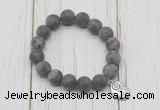 CGB6909 10mm, 12mm matte black labradorite beaded bracelet with alloy pendant