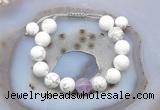 CGB6930 12mm round white howlite & lavender amethyst adjustable bracelets