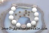 CGB6935 12mm round white howlite & rose quartz adjustable bracelets