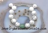 CGB6936 12mm round white howlite & green aventurine adjustable bracelets