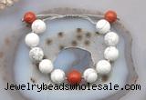 CGB6946 12mm round white howlite & red jasper adjustable bracelets