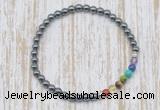 CGB7020 7 chakra 4mm hematite beaded meditation yoga bracelets