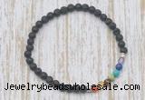 CGB7021 7 chakra 4mm black lava beaded meditation yoga bracelets